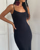 Image of Cantha Maxikleid mit Riemchen aus schwarzer Rippe