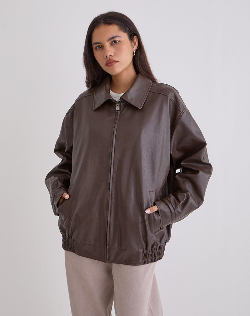 Cavita Jacke in PU Bitter Chocolate