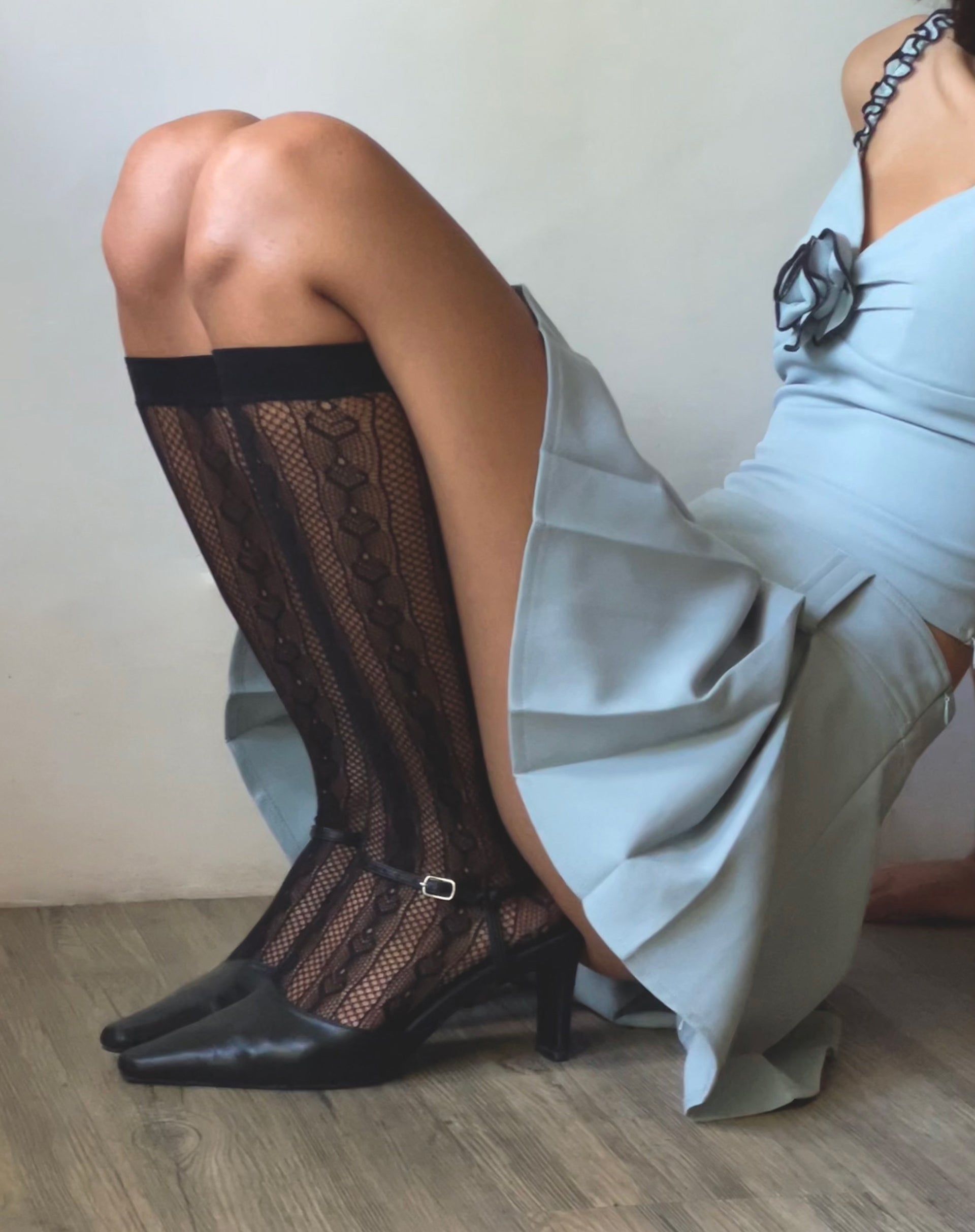 Bild von Lamsu Faltenminirock in Tailoring Blau