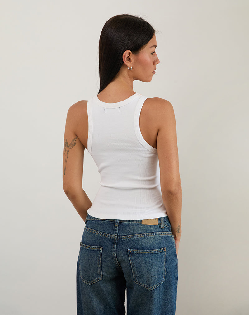 Bild von Cariter Racer Vest Top in geripptem Weiß