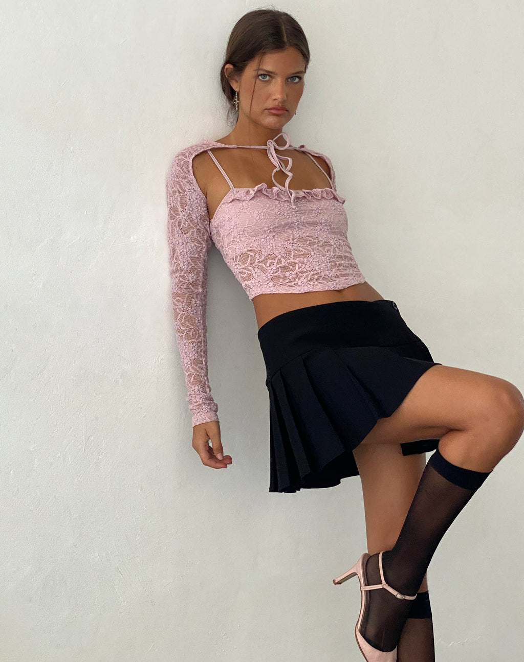 Carlina Cami und Shrug Set in Spitze Rosa