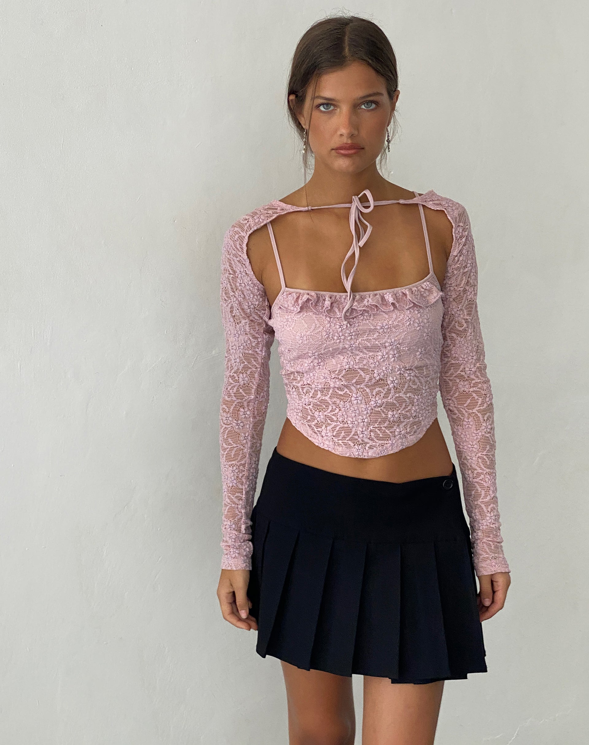 Bild von Carlina Cami und Shrug Set in Spitze Rosa