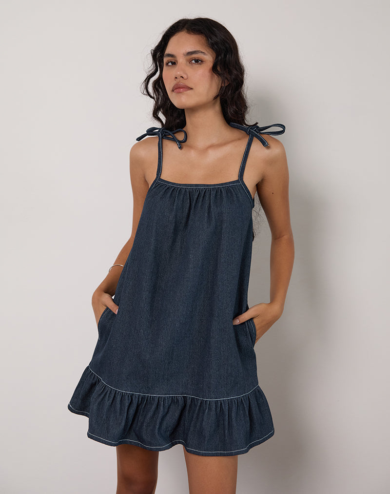 Carlisle Minikleid aus Chambray Indigo