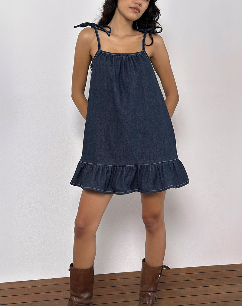 Carlisle Minikleid aus Chambray Indigo