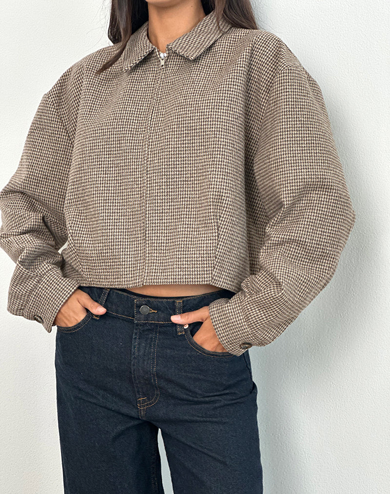 Carlo Cropped Jacket in Karo Braun