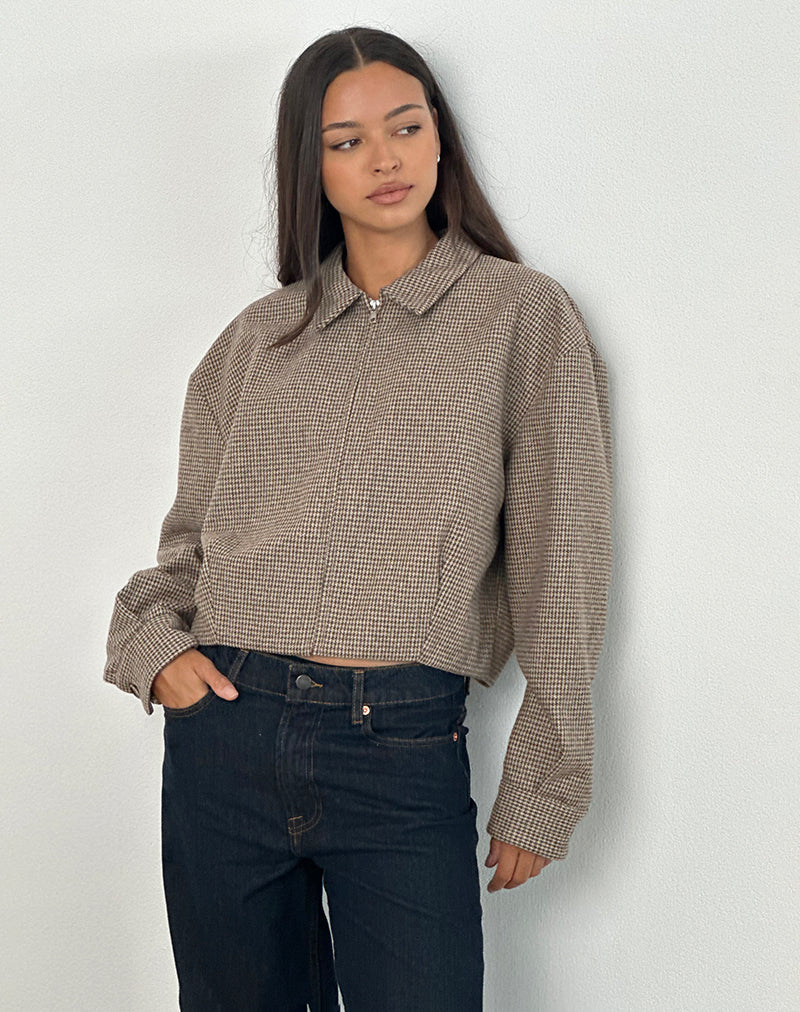 Image of Carlo Cropped Jacket in Karo Braun