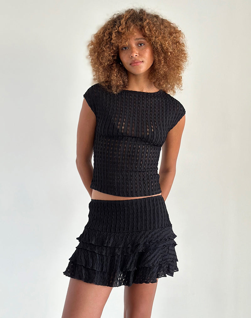 Carlota Minirock In Crinkle Jet Schwarz