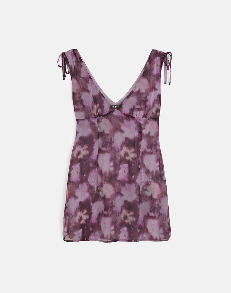 Image of Carmila Minikleid aus Chiffon mit Blumenmuster Lila