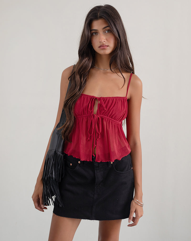 Image of Carmina Cami Top aus Mesh Kirschbaum