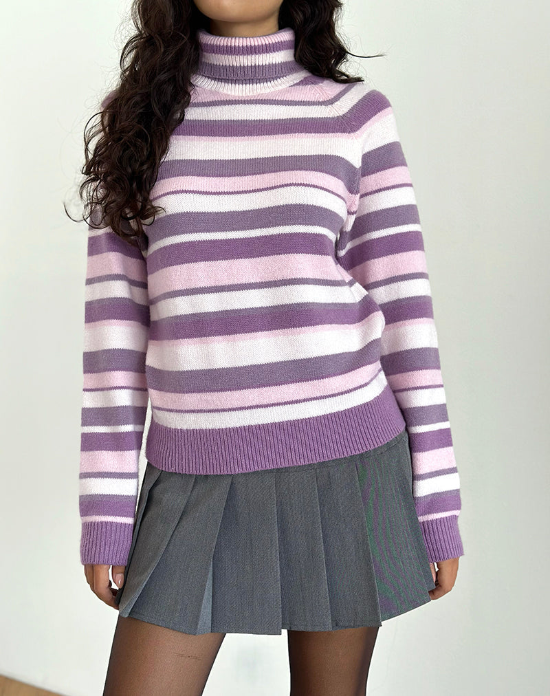 Image of Carmine Pullover in Streifen Soft Pink und Mauve Violett