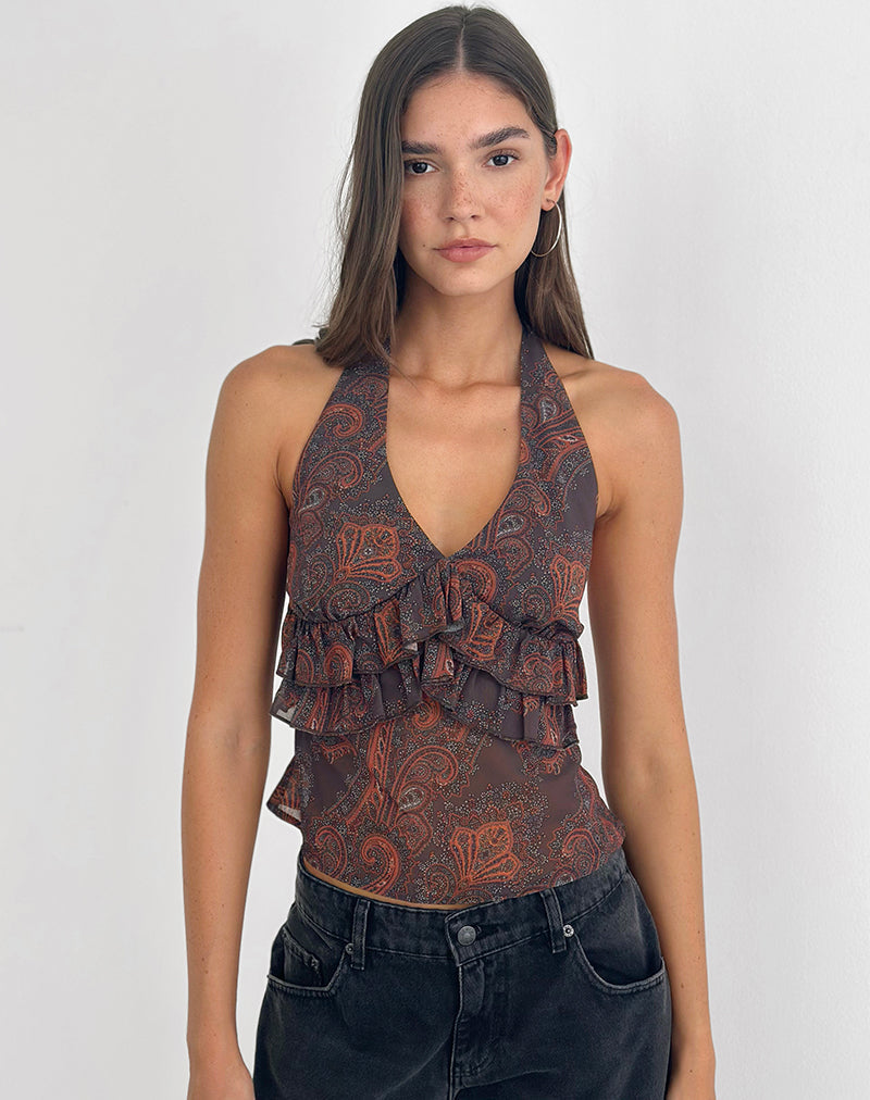Bild von Casoya Top aus Chiffon Royal Paisley Burgundy
