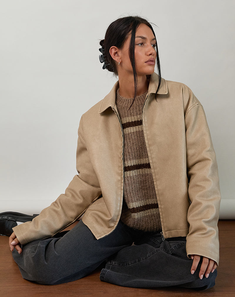 Catalin Jacke In getragenem PU Sand