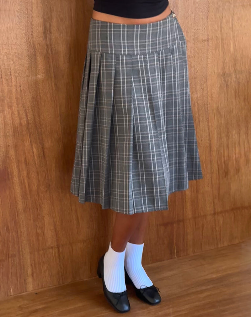Image of Catelyn Wickel-Falten-Midirock in grauem Karo