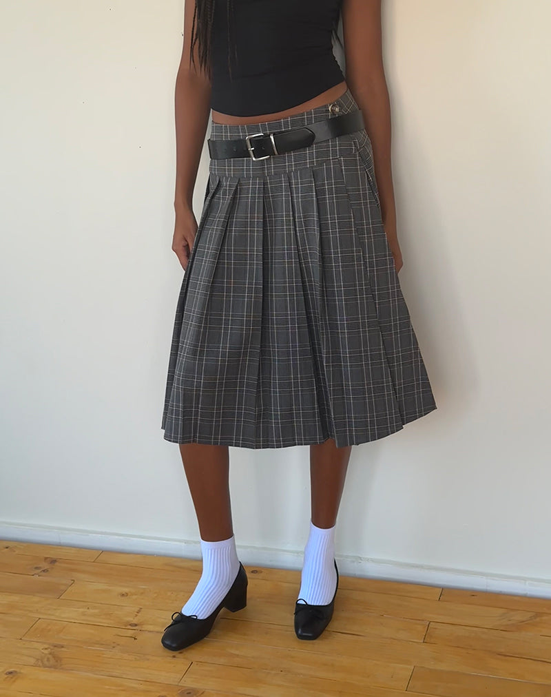 Image of Catelyn Wickel-Falten-Midirock in grauem Karo