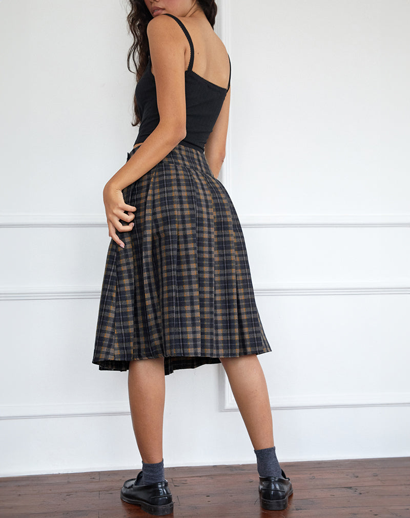 Image of Catelyn Falten-Midirock in Navy Mustard Check