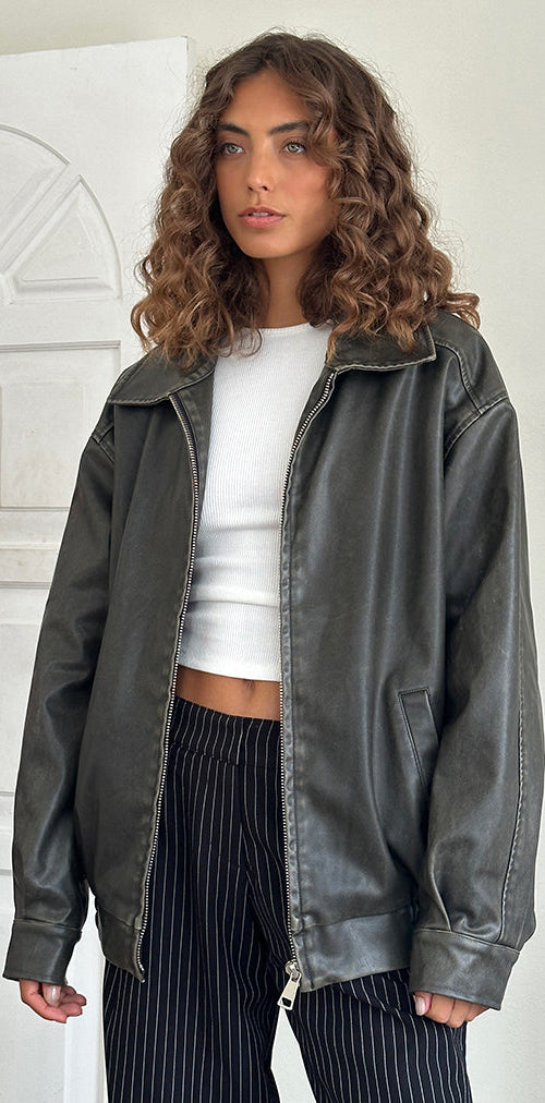 Bild von Cavita Distressed Jacke in PU Olive