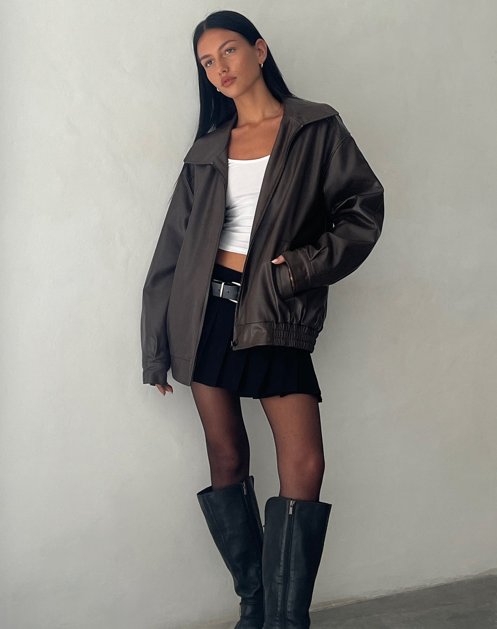 Cavita Jacke in PU Bitter Chocolate