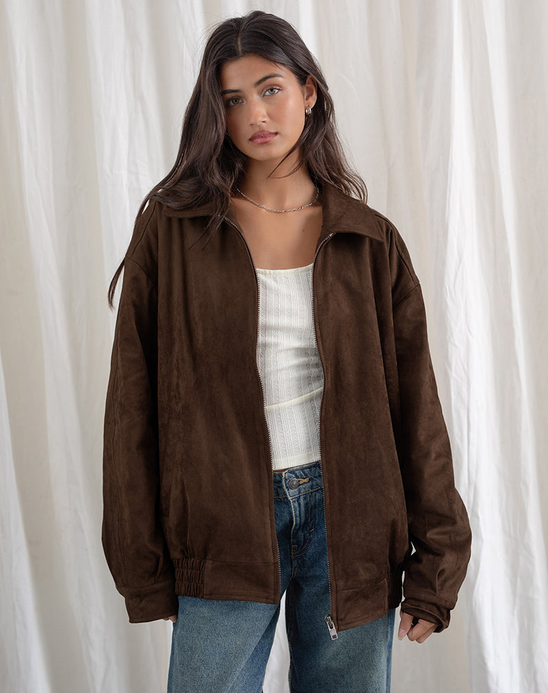 Cavita Jacke aus braunem Wildlederimitat
