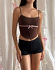 Bild von Ceisya Korsett-Top in Bitterschokolade mit rosa Schleife