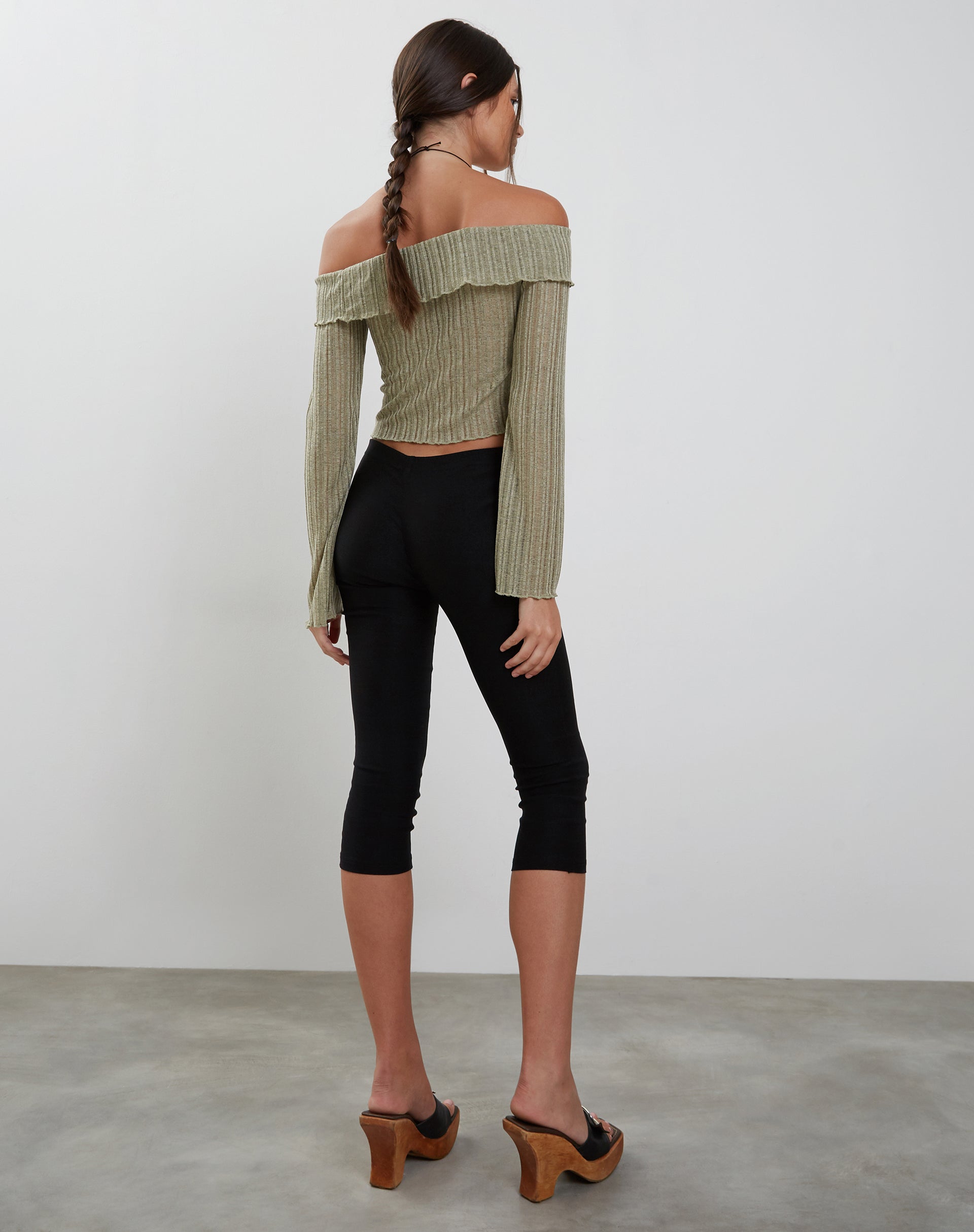 Bild von Celeste Langarm Bardot gestricktes Top in Salbei