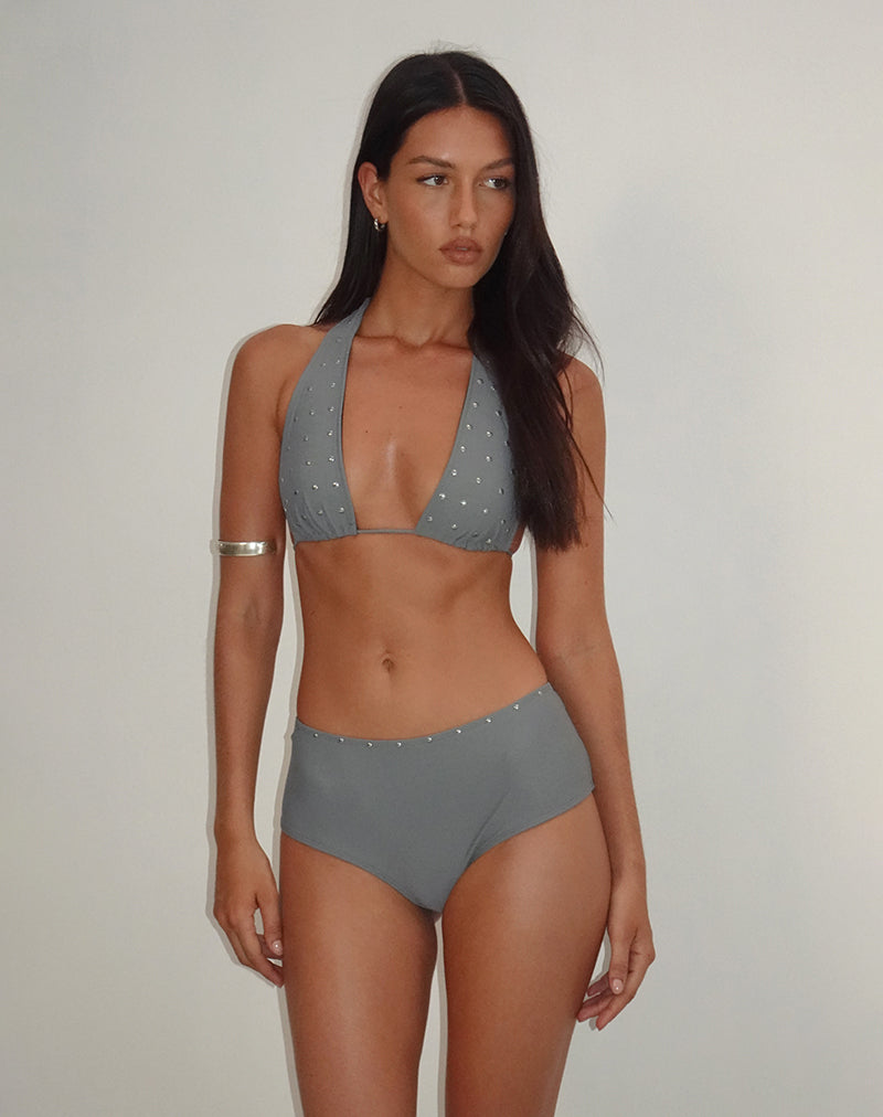 Kairi Bikini-Unterteil in Anthrazit mit Nieten