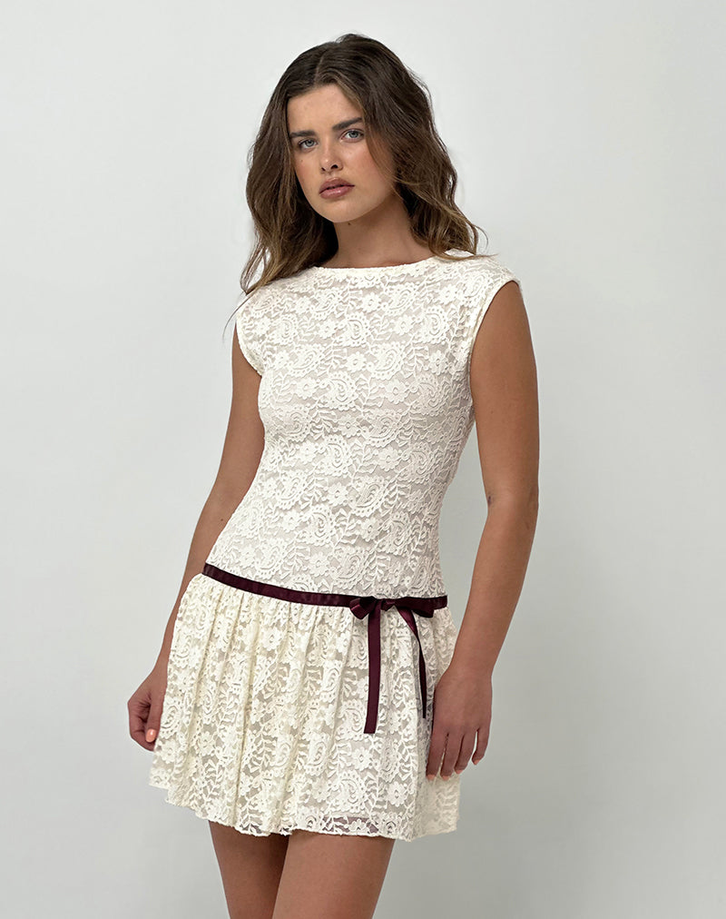 Image of Cersei Minikleid aus Paisely Lace Elfenbein