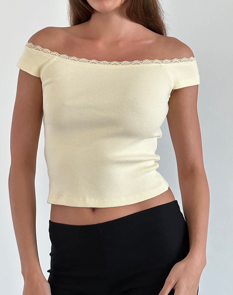 Image of Chacha Top aus Rippenspitze Buttercream
