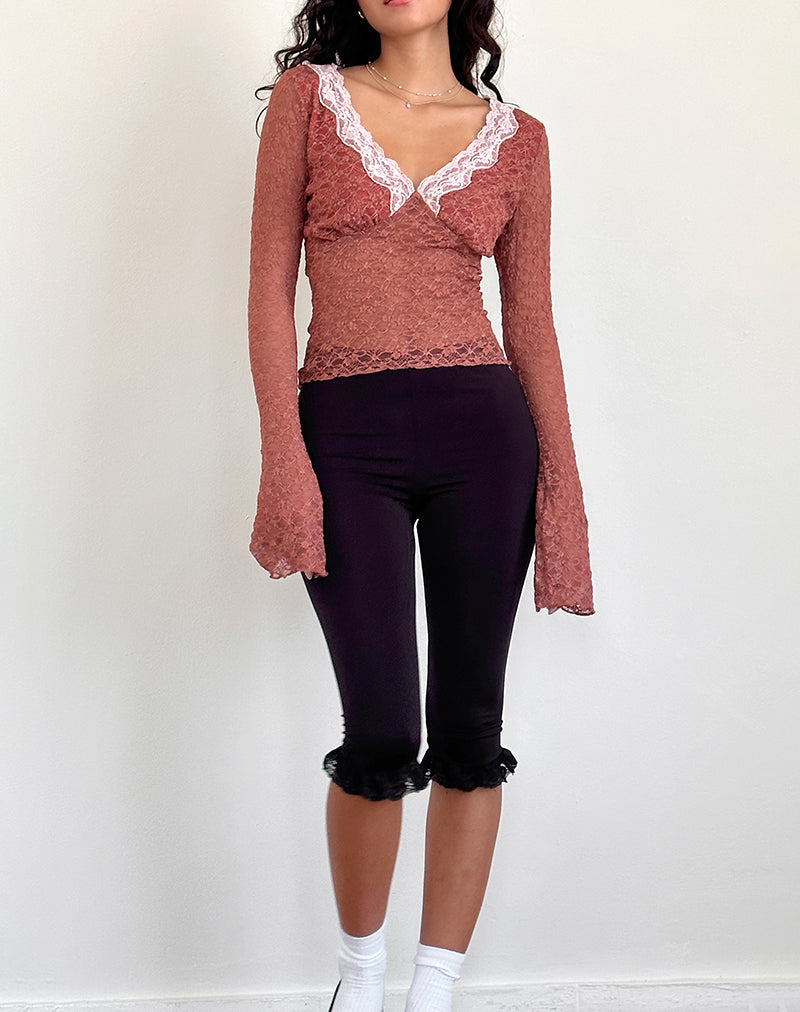 Image of Chantal Langärmeliges Spitzen-Top in Withered Rose