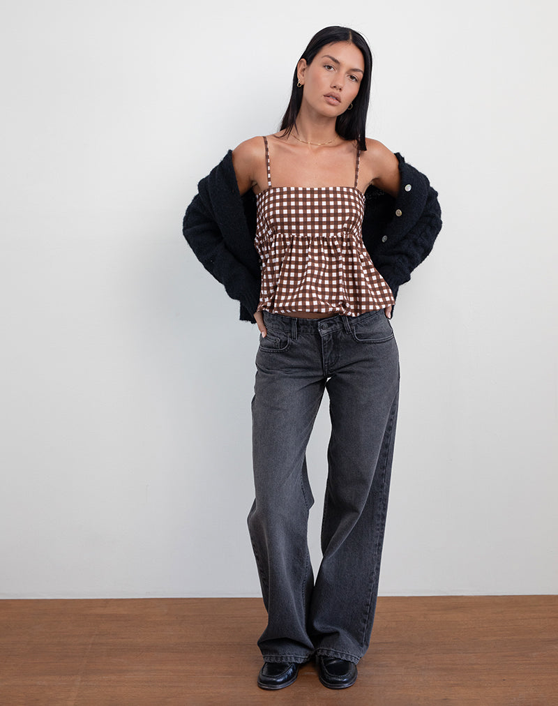 Bild von Charlita Rüschen-Cami-Top in Tonal Gingham Brown