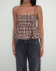 Bild von Charlita Rüschen-Cami-Top in Tonal Gingham Brown