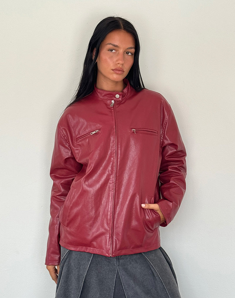 Charlize Moto Jacke in PU Rot