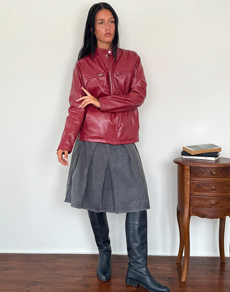 Charlize Moto Jacke in PU Rot