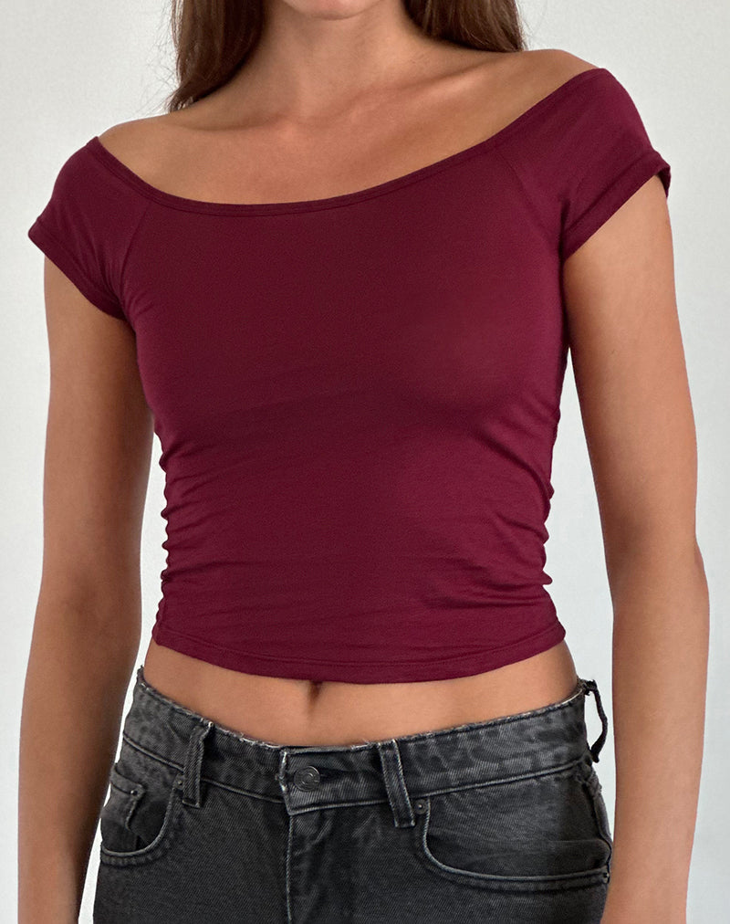 Image of Charya Schulterfreies Top in Burgundy