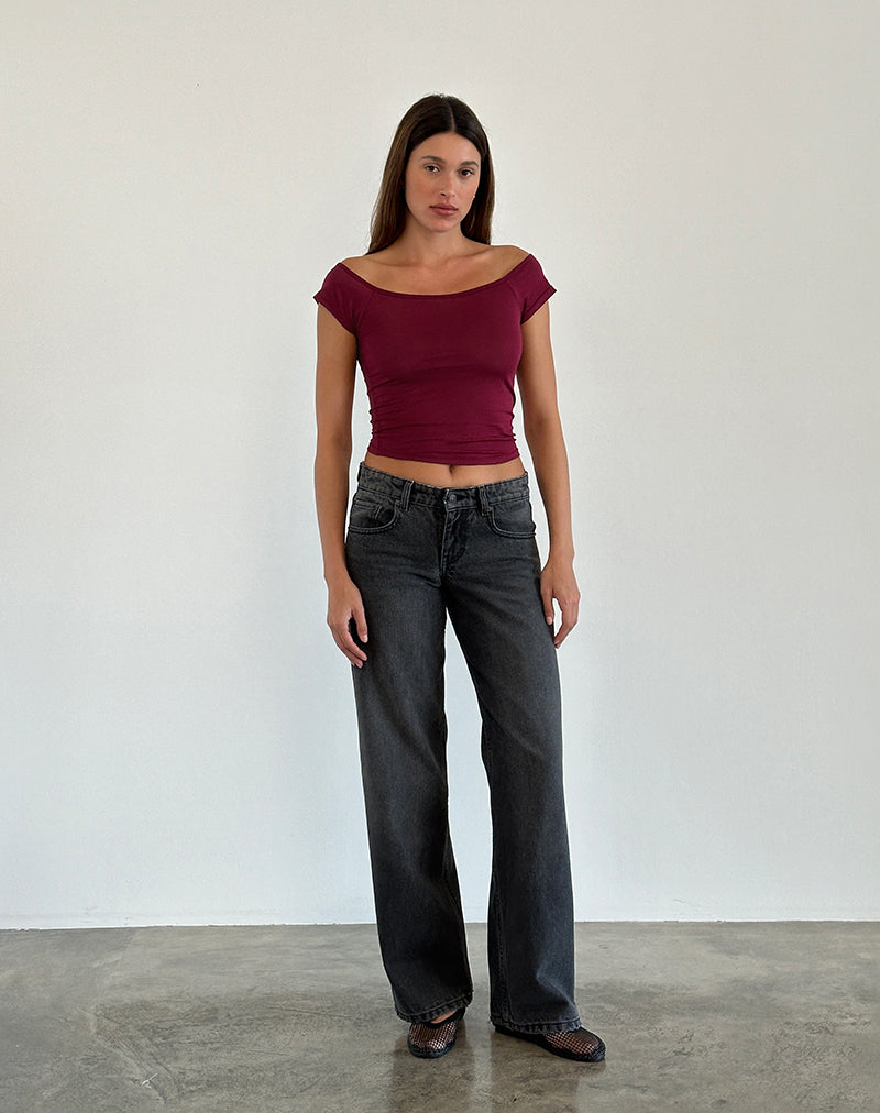 Image of Charya Schulterfreies Top in Burgundy