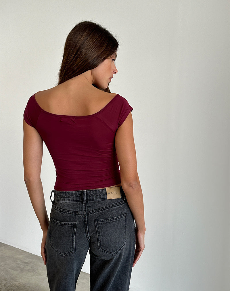 Image of Charya Schulterfreies Top in Burgundy