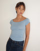 Bild von Charya Off Shoulder Top in Nantucket Blau