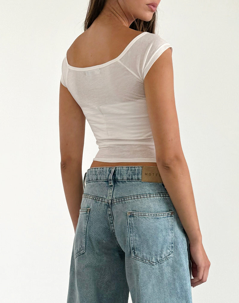 Bild von Roomy Extra Wide Low Rise Jeans in Washed Blue Green