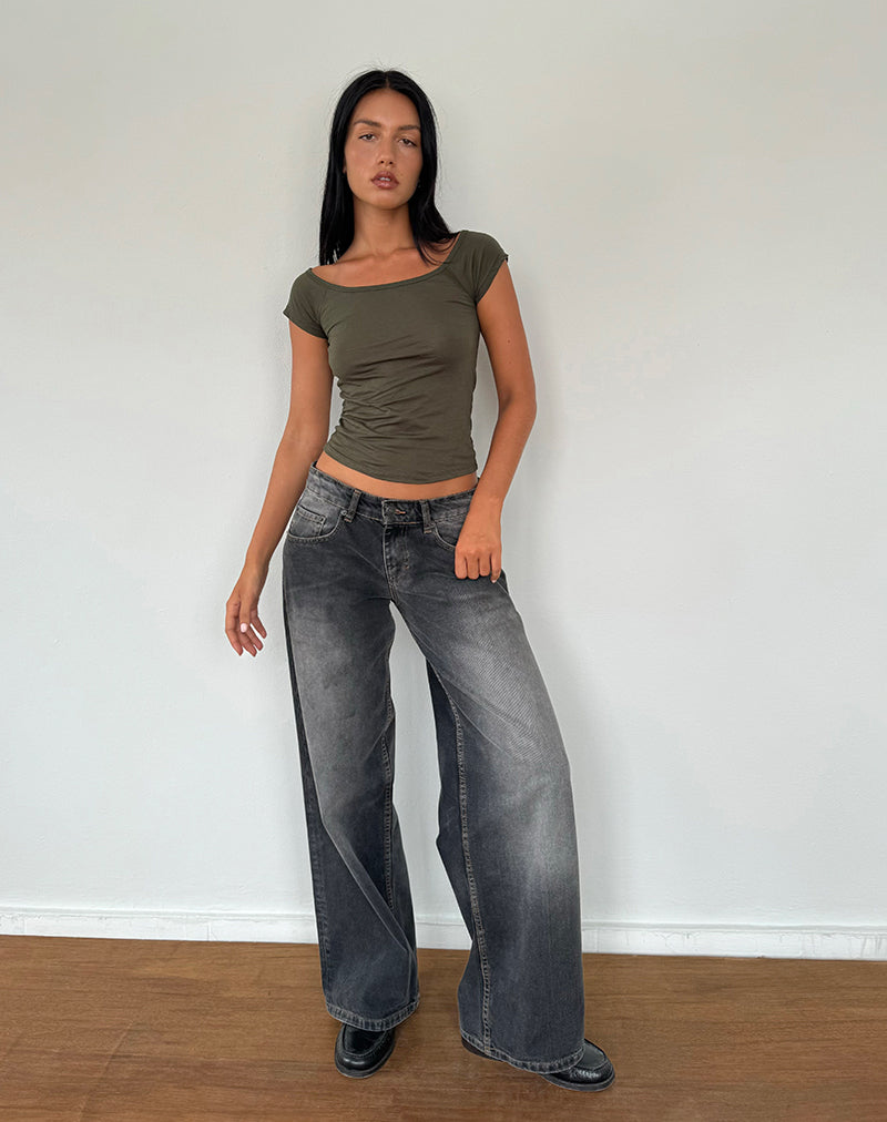 Image of Charya Schulterfreies Oberteil in Olive