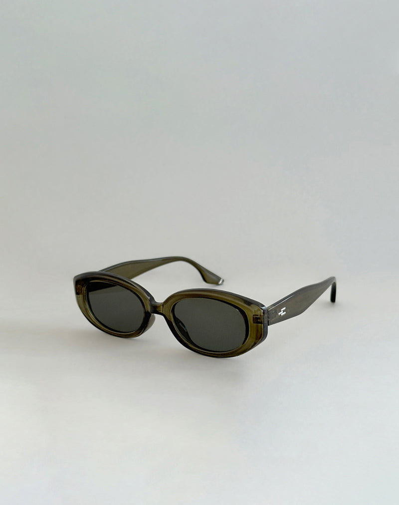Chelonia Oval Sonnenbrille in Dunkel-Olive