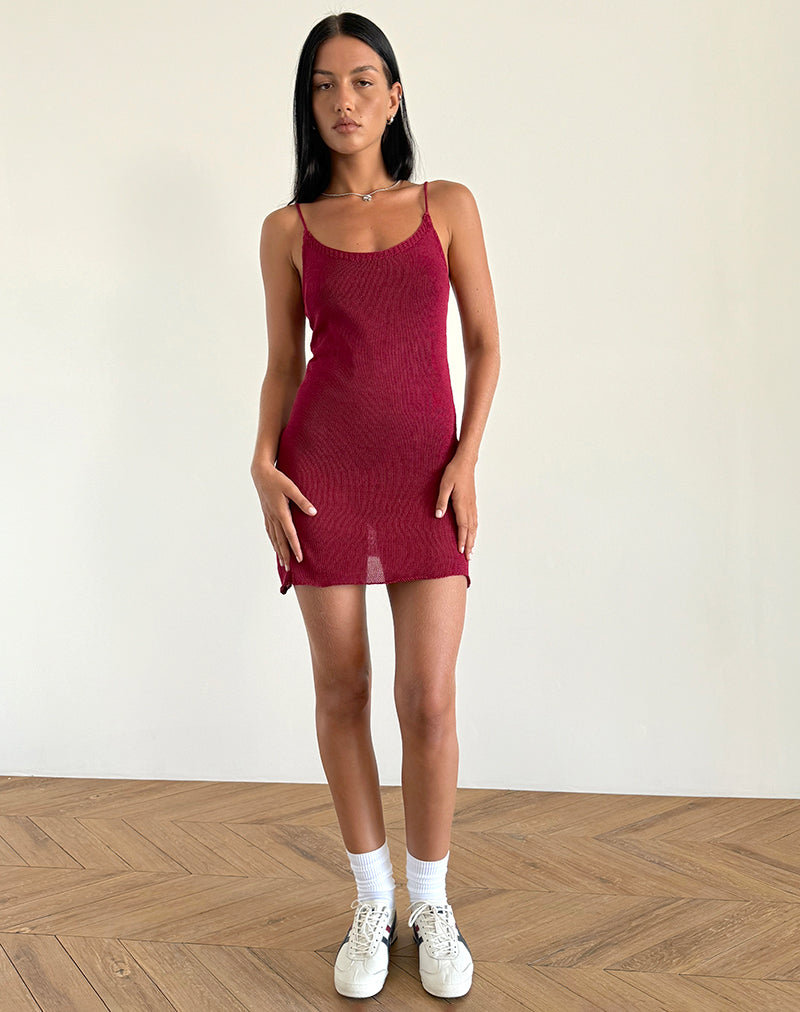 Chiara Minikleid aus transparentem Strick Rot