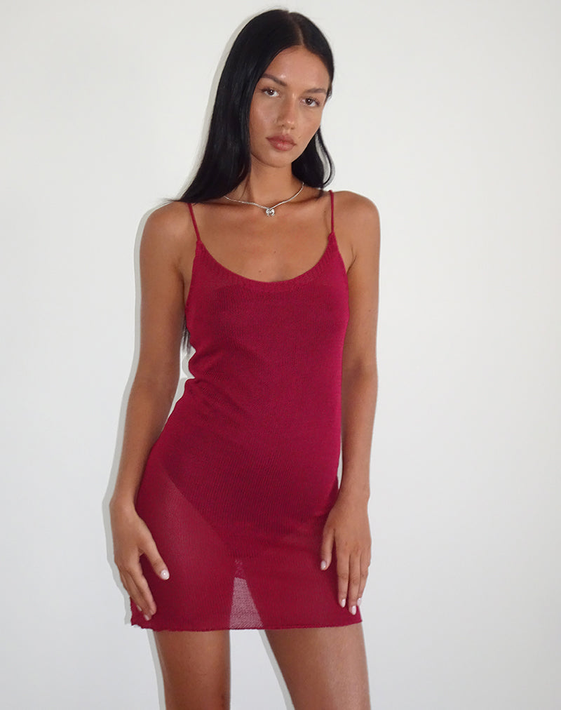 Bild von Chiara Minikleid aus transparentem Strick in Rot