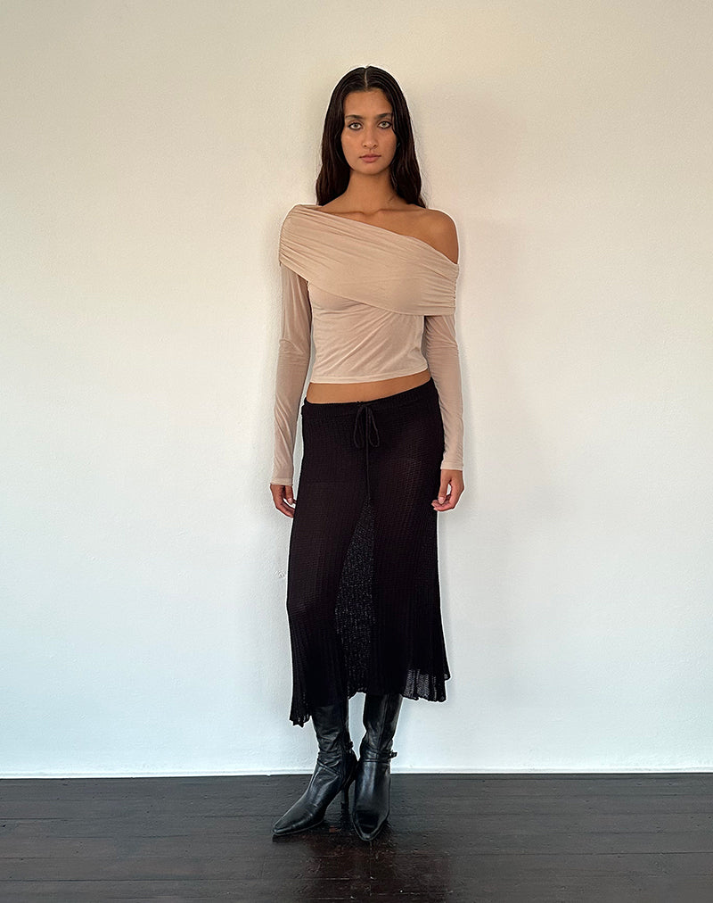 Bild von Chidi Bardot-Top aus durchsichtigem Mesh in Camel