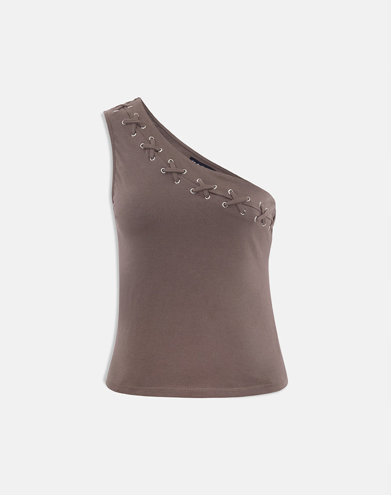 Bild des Chivago Cross Lace Up Top in Coffee Quartz