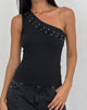 Image of Chivago Cross Lace Up One Shoulder Top aus Jersey Schwarz