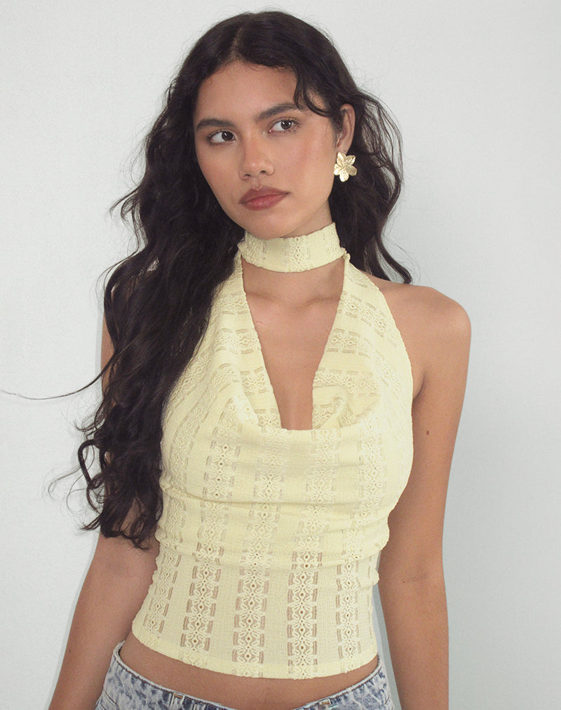 Image of Chupa Top aus Broderie-Blütenspitze Lemon