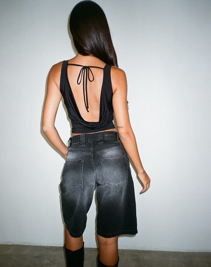 Bild von Chuya Cowl Back Top in Slinky Black