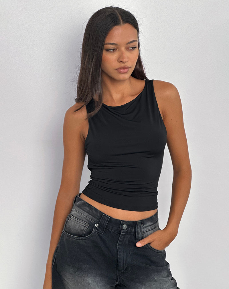 Bild von Chuya Cowl Back Top in Slinky Black