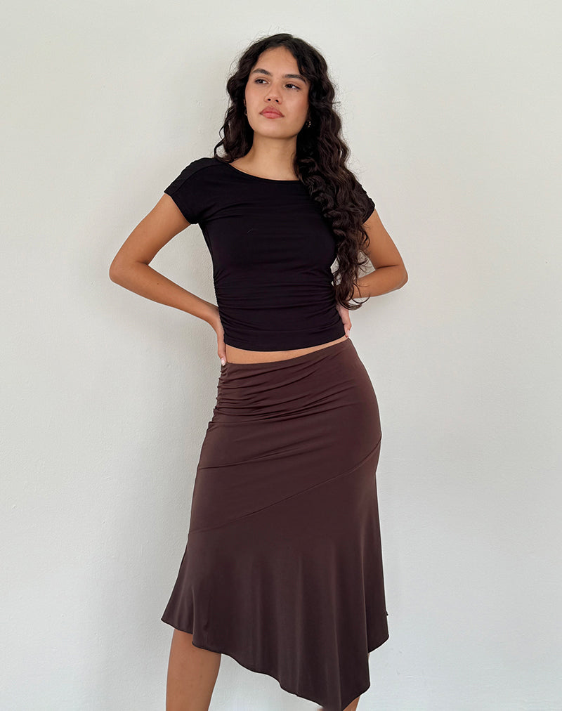 Cinta Low Rise Midirock in Schokolade