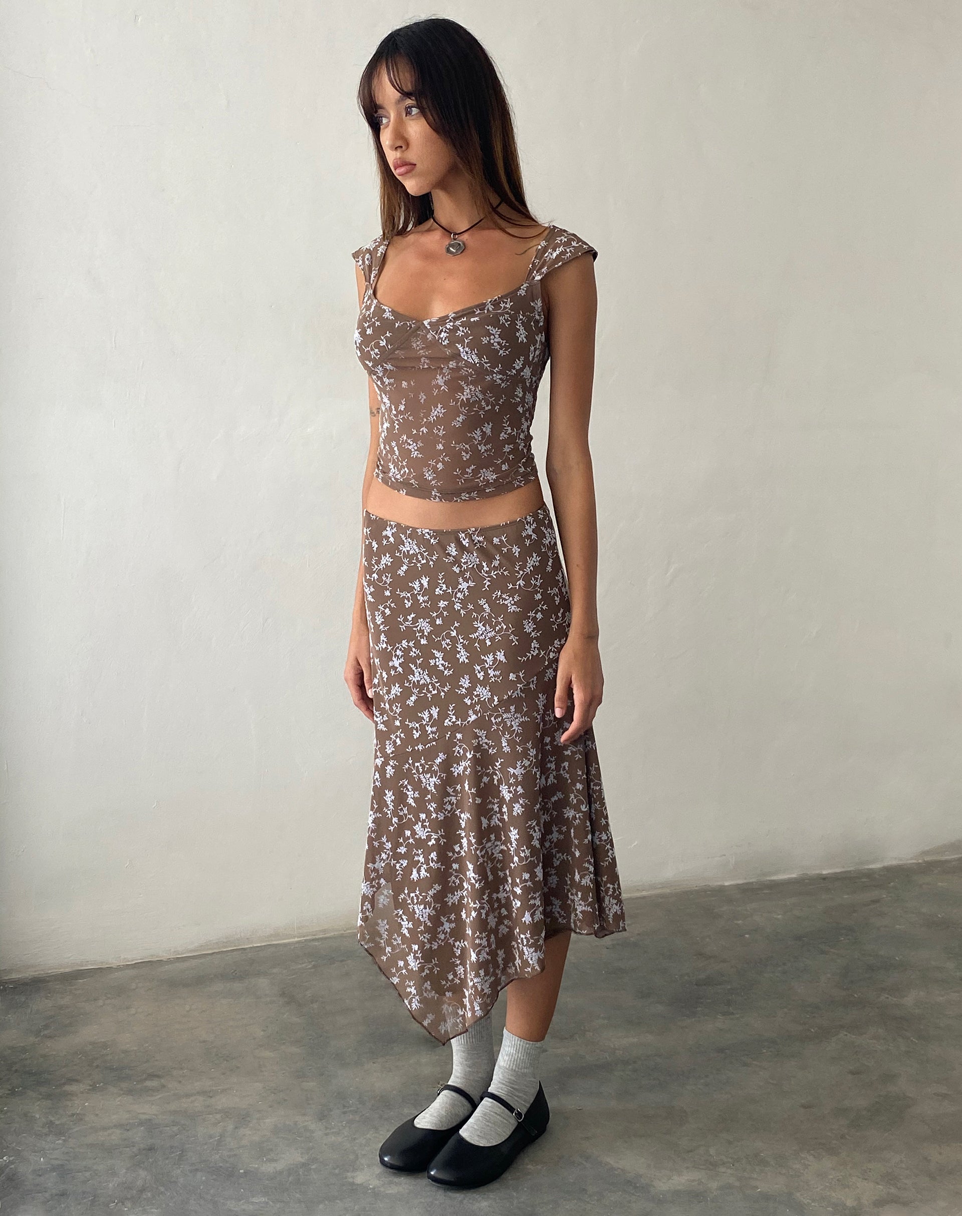 Bild von Cinta Low Rise Midirock in Botanist Flock Dunkel Taupe
