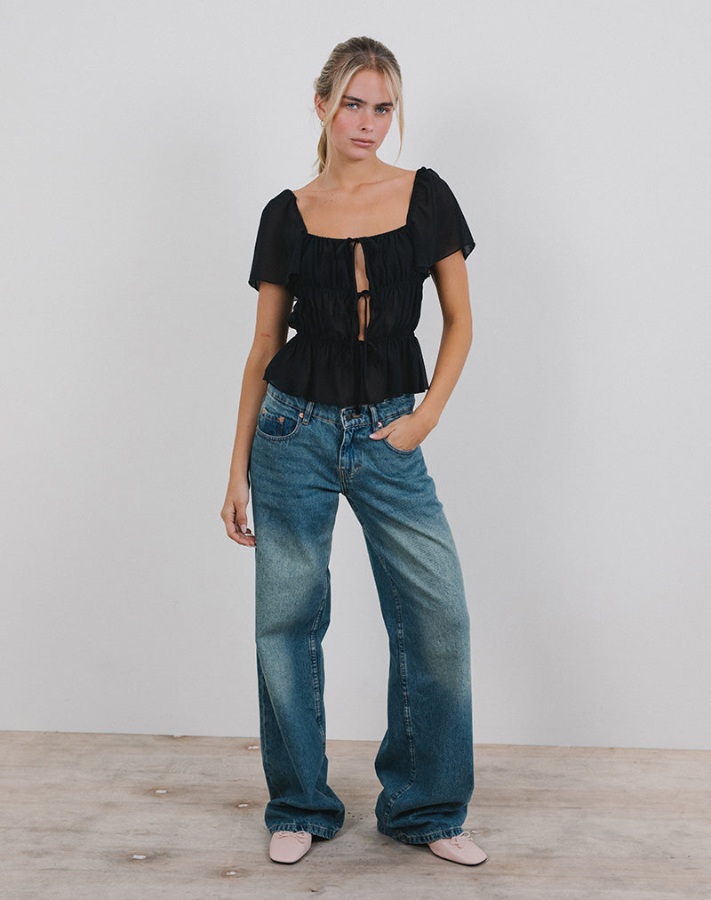 Bild von Cintan Tie Front Top in Schwarz